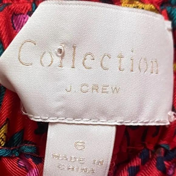 J CREW COLLECTION 100% Silk Red Jungle Cat Pull-on Pant 6 RARE - Picture 11 of 14